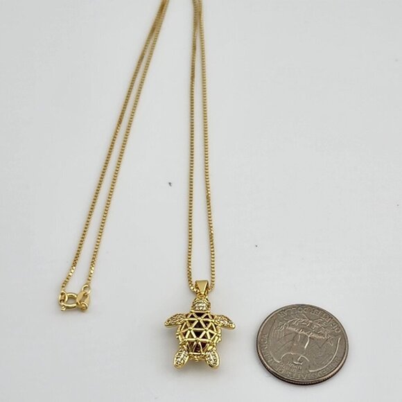 Brand New Cubic Zirconia Stone Turtle Necklace - Picture 11 of 11